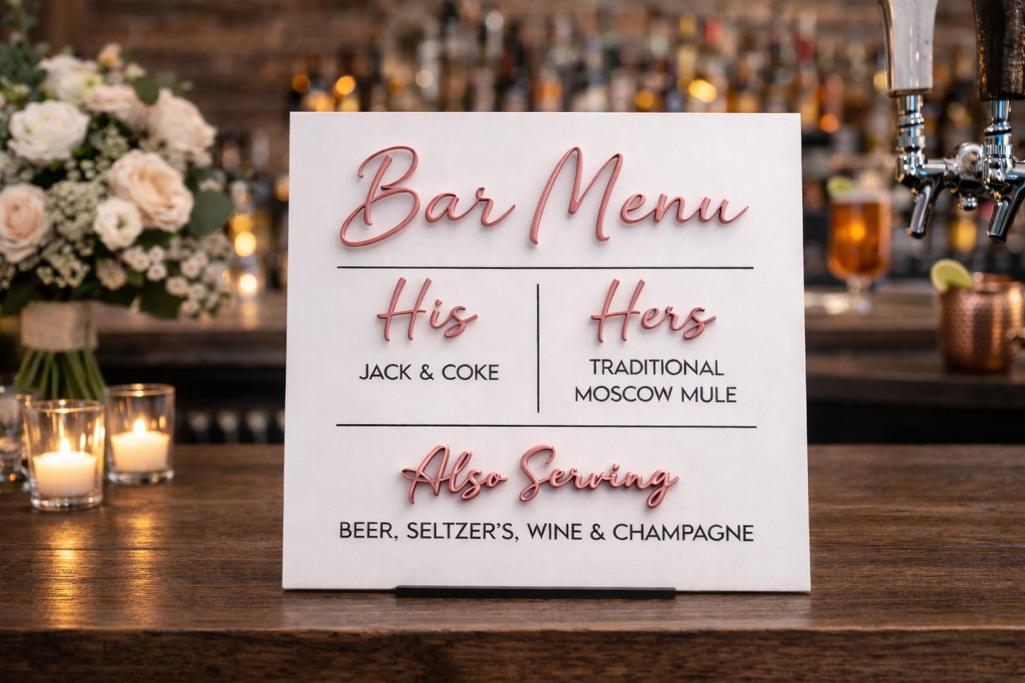 Custom Acrylic Bar Menu Signs | Signature Drinks, Cocktail Menus & Beverage Station Signage