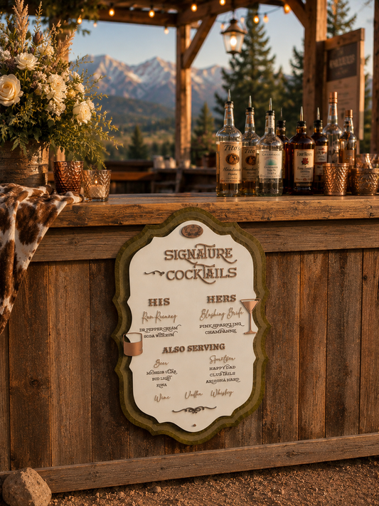 Custom Acrylic Bar Menu Signs | Signature Drinks, Cocktail Menus & Beverage Station Signage